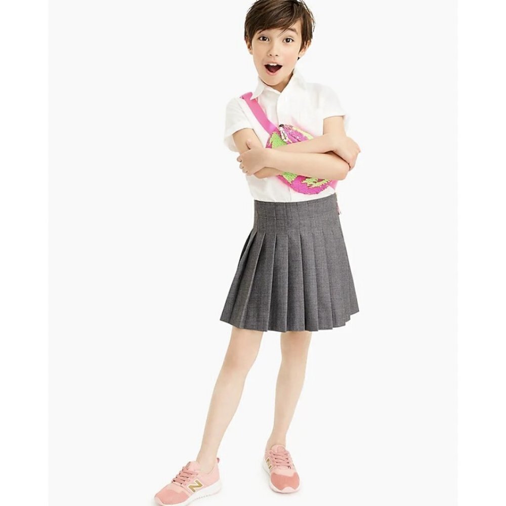 J.Crew Crewcuts Girls $50 Pleated Skirt Gray L5758